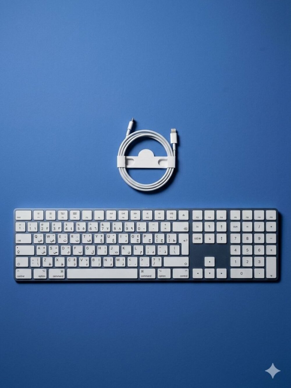 Apple Silver Wireless Keyboard with White Keys and Arabic Letters